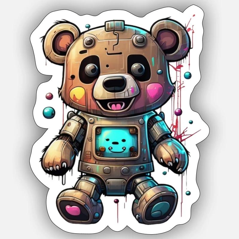 Robot Bear - Sticker size S (10 x 10 cm) - white matte
