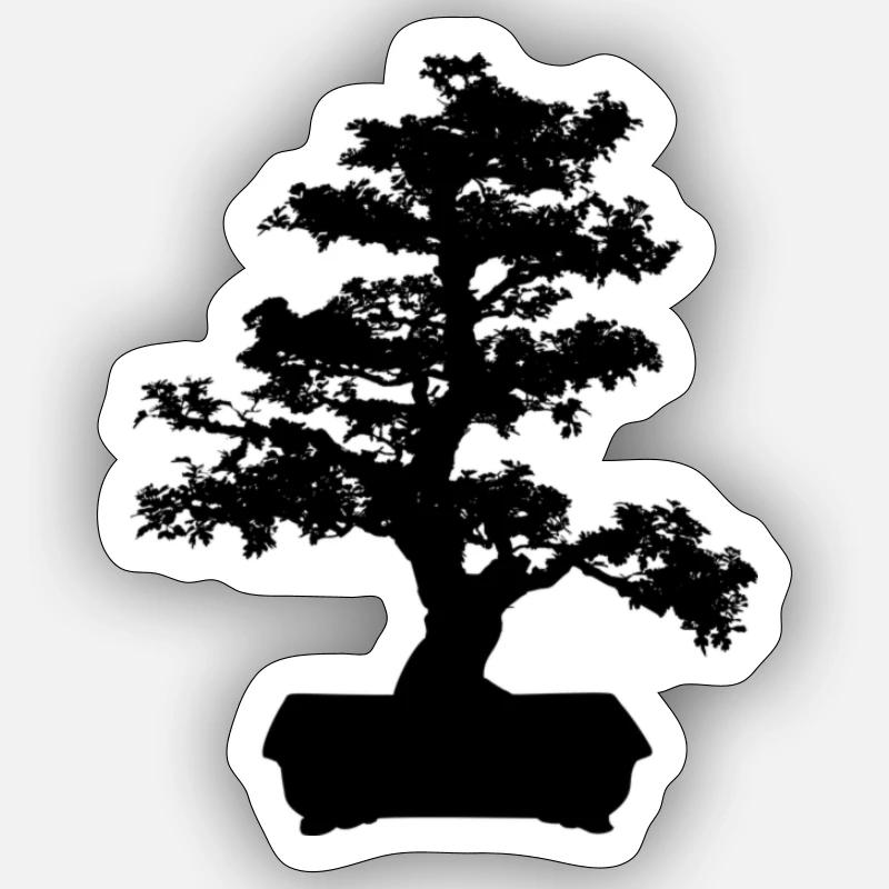 bonsaï - Sticker taille S (10 x 10 cm) - blanc mat