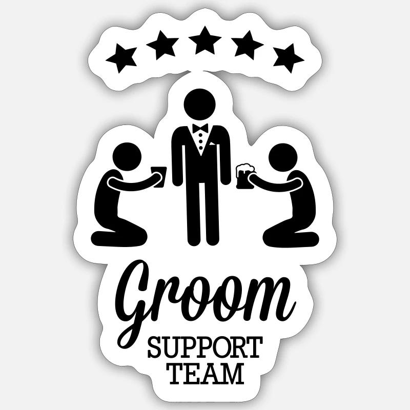 Groom Support Team - Sticker taille S (10 x 10 cm) - blanc mat