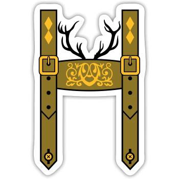 Lederhose Bayern Wiesn Hirsch - Sticker Größe S (10 x 10 cm) - Mattweiß - Vorne