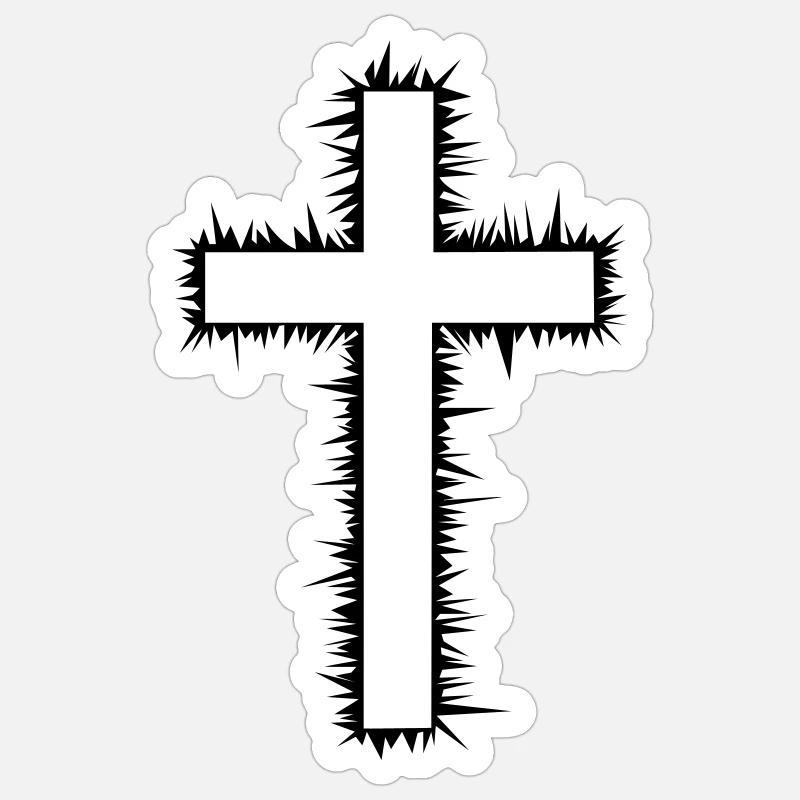 Croix (V) - Sticker taille S (10 x 10 cm) - blanc mat