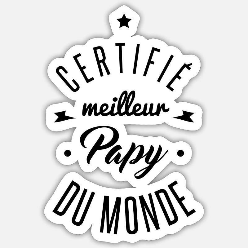 certifié meilleur papy - Sticker taille S (10 x 10 cm) - blanc mat