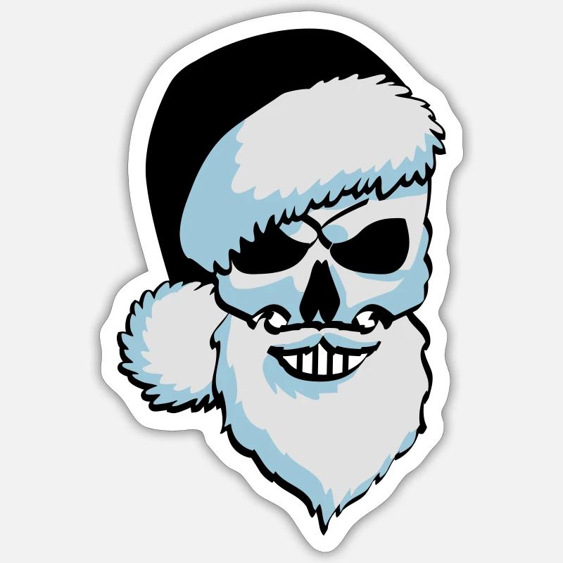 Crâne Père Noël - Sticker taille S (10 x 10 cm) - blanc mat