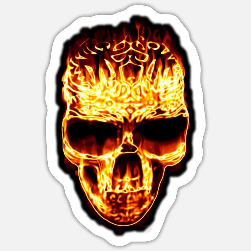 Fire Skull Sticker taille S (10 x 10 cm)
