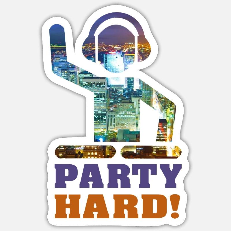 Party Hard! - Sticker size S (10 x 10 cm) - white matte