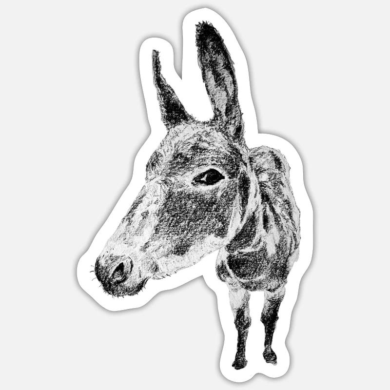 âne - Sticker taille S (10 x 10 cm) - blanc mat