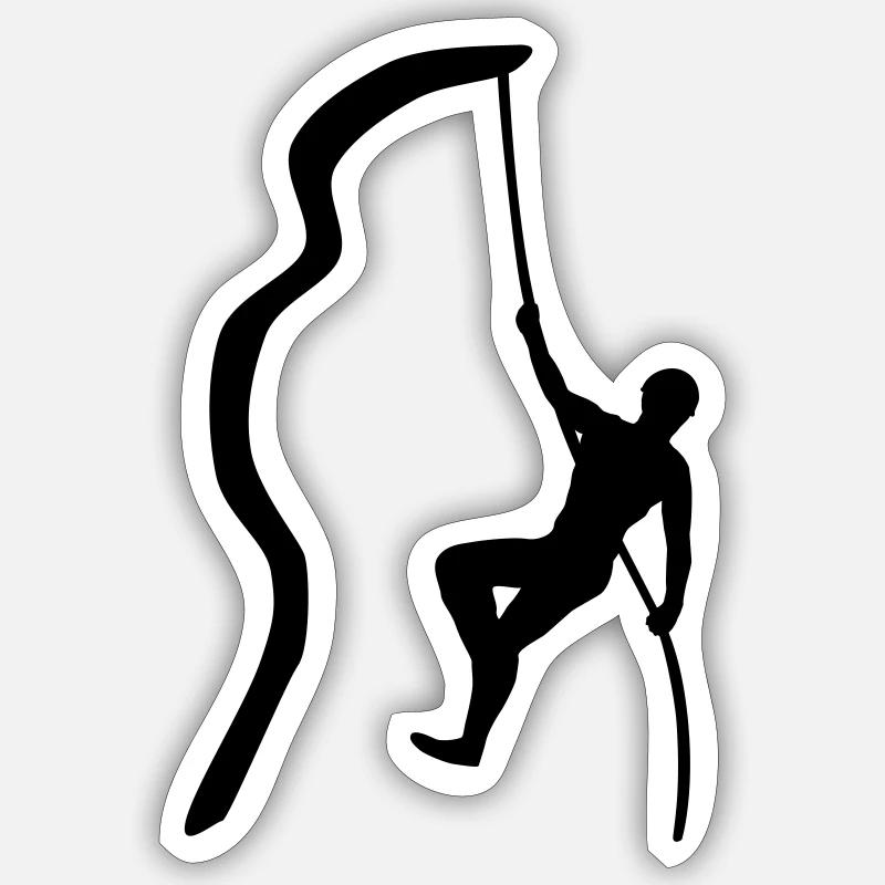 Klettern, Kletterer 2, mann - Sticker Größe S (10 x 10 cm) - Mattweiß