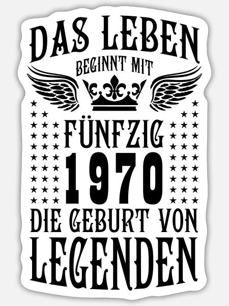 Das Leben beginnt mit 50 Geburt von Legenden 1970 - Sticker Größe S (10 x 10 cm) - Mattweiß