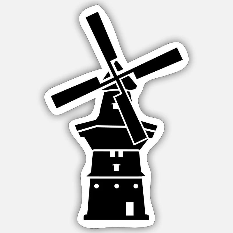 Moulin à vent Sticker taille S (10 x 10 cm)