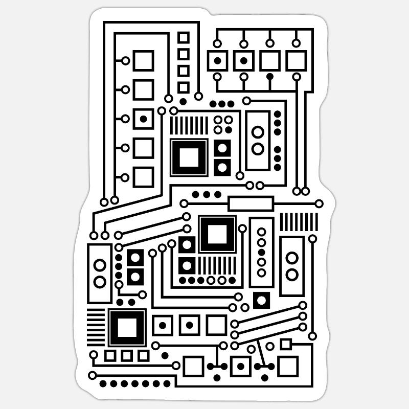 Circuit board pattern technique nerd - Sticker size S (10 x 10 cm) - white matte