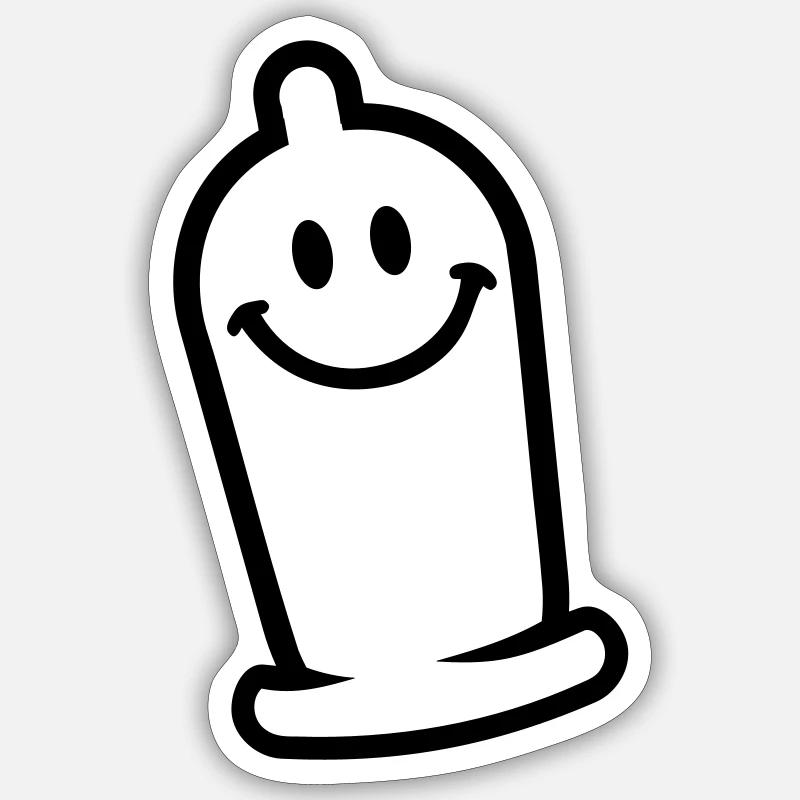 Kondom - Sticker Größe S (10 x 10 cm) - Mattweiß