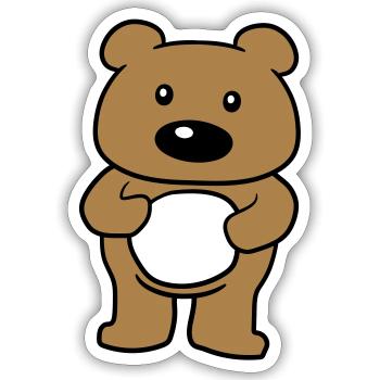 stehender suesser kleiner baer teddy baerchen kusc - Sticker Größe S (10 x 10 cm) - Mattweiß - Vorne