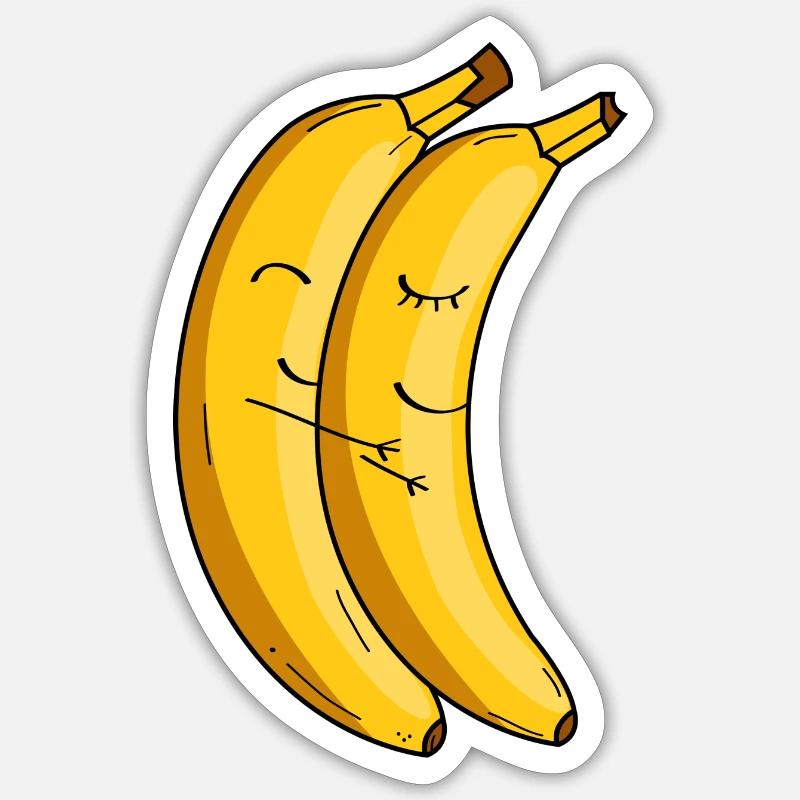 Banane Câlins Amour - Sticker taille S (10 x 10 cm) - blanc mat
