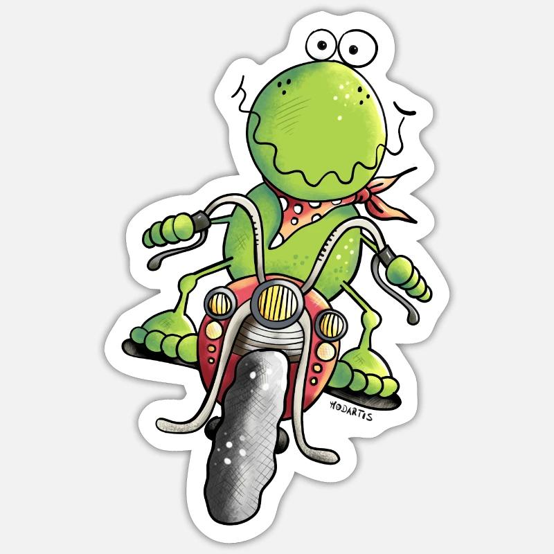 Biker Frog - Sticker size S (10 x 10 cm) - white matte