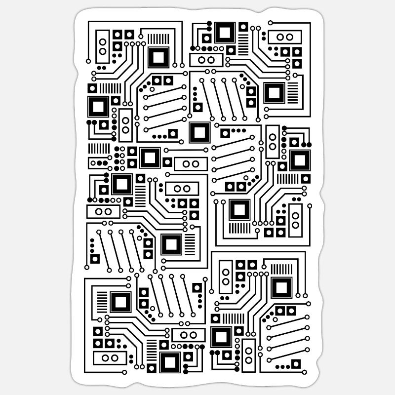 Technology electronics circuit boards T-shirt design - Sticker size S (10 x 10 cm) - white matte