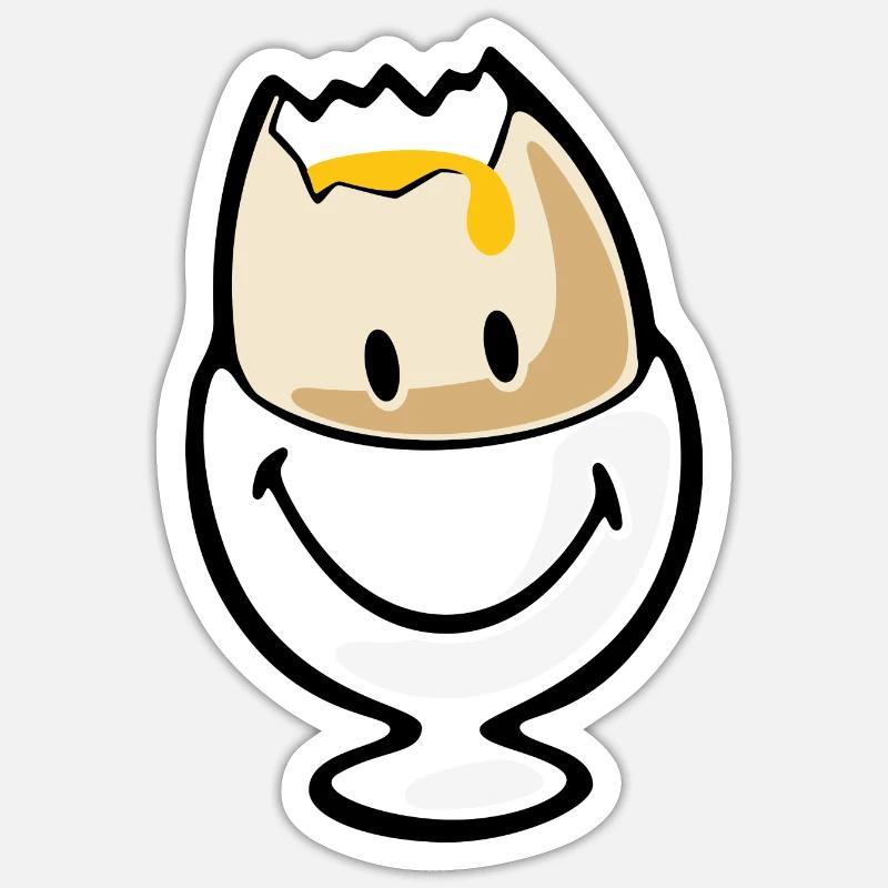 Smiley Egg - Sticker Größe S (10 x 10 cm) - Mattweiß
