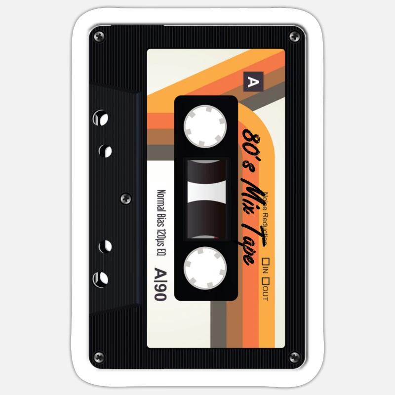 Cassette Retro 80s + 90s - Sticker taille S (10 x 10 cm) - blanc mat