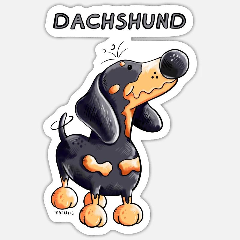Mignon Dachshund - Sticker taille S (10 x 10 cm) - blanc mat