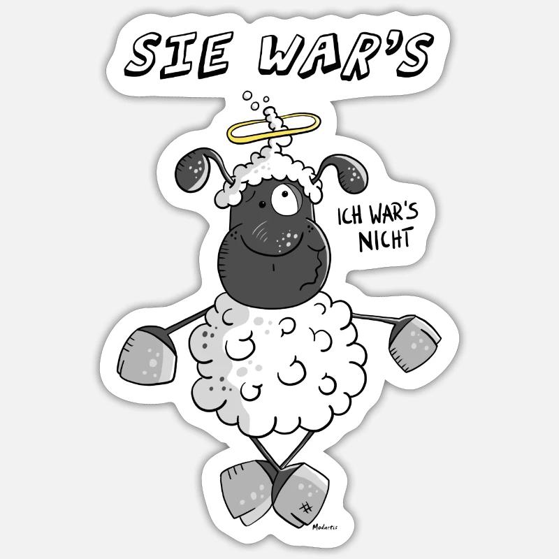 Sie war's Unschuldslamm - Sticker Größe S (10 x 10 cm) - Mattweiß