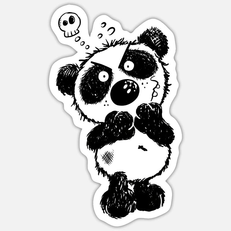Grummeliger Panda - Sticker Größe S (10 x 10 cm) - Mattweiß