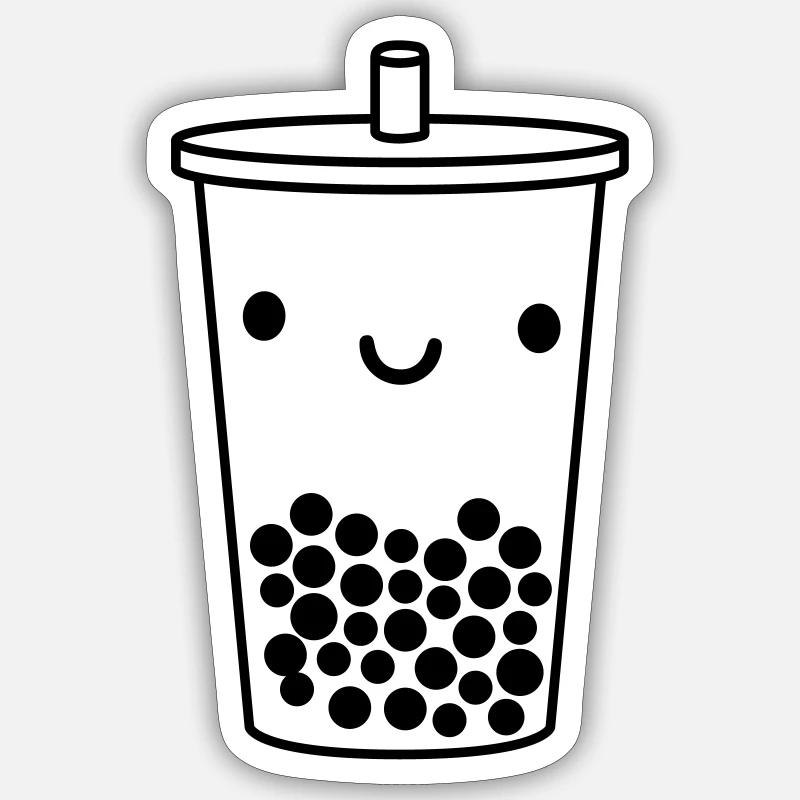 cute bubble tea mug - Sticker size S (10 x 10 cm) - white matte