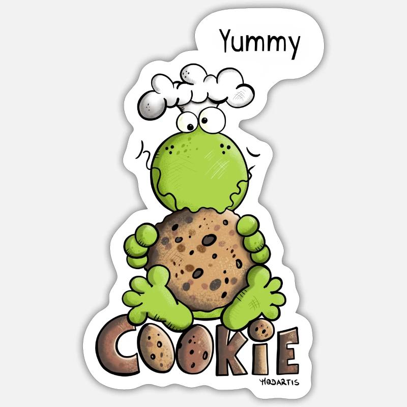 Frog loves cookies - Cookie - Baker - Comic - Sticker size S (10 x 10 cm) - white matte