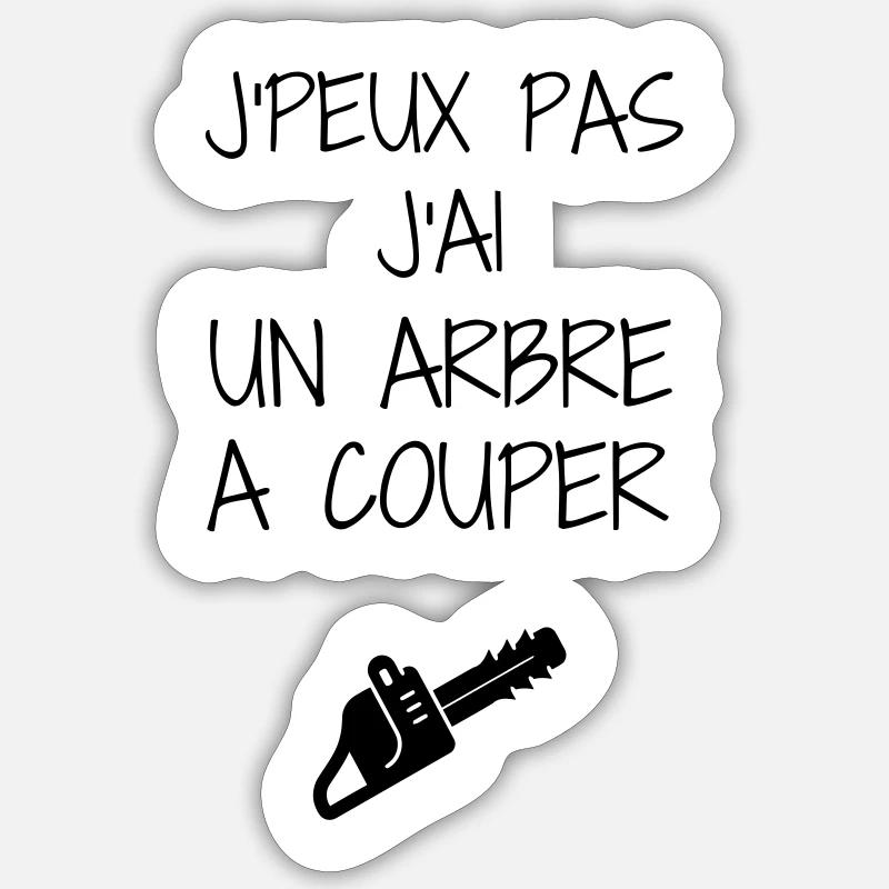 bûcheron / forêt / arbre / bois - Sticker taille S (10 x 10 cm) - blanc mat