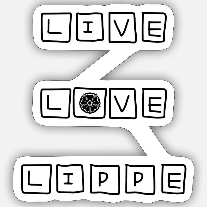 Live - Love - Lippe #2w - Sticker taille S (10 x 10 cm) - blanc mat