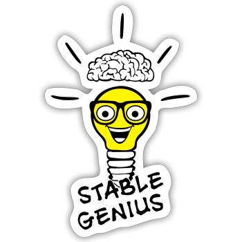 Ampoule et cerveau de nerd - Stable Genius - Sticker taille S (10 x 10 cm) - blanc mat - Devant