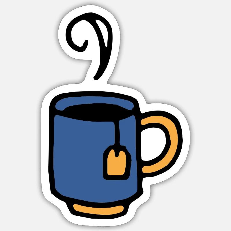 Tasse mit Teebeutel - Sticker Größe S (10 x 10 cm) - Mattweiß