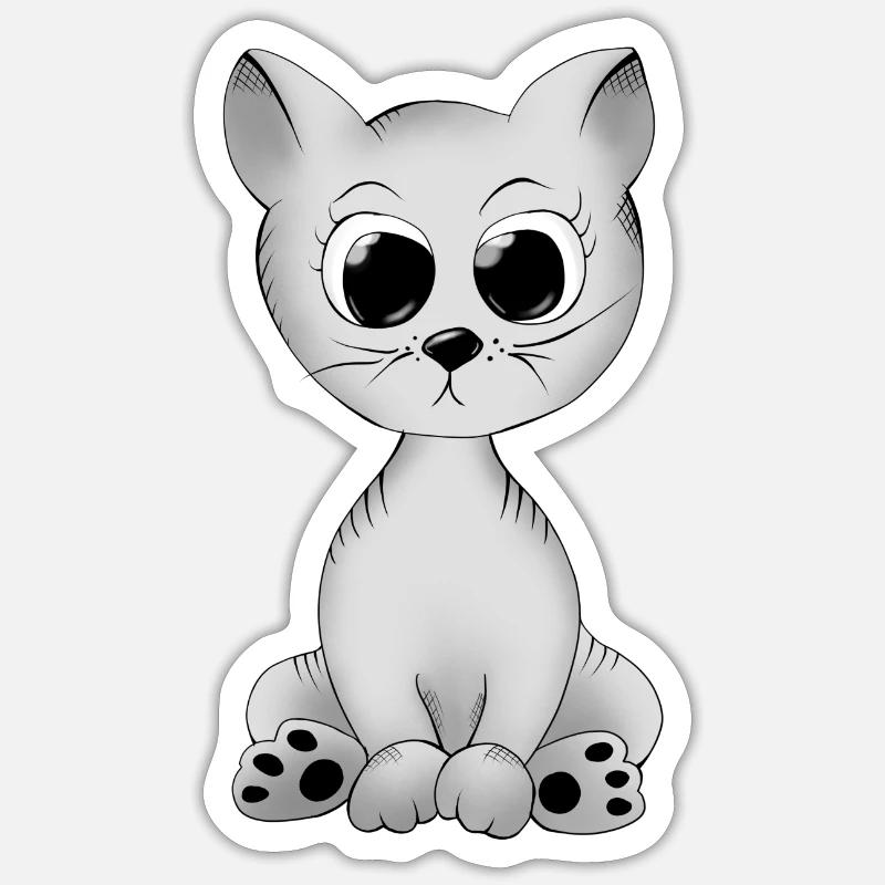 Chat - Sticker taille S (10 x 10 cm) - blanc mat