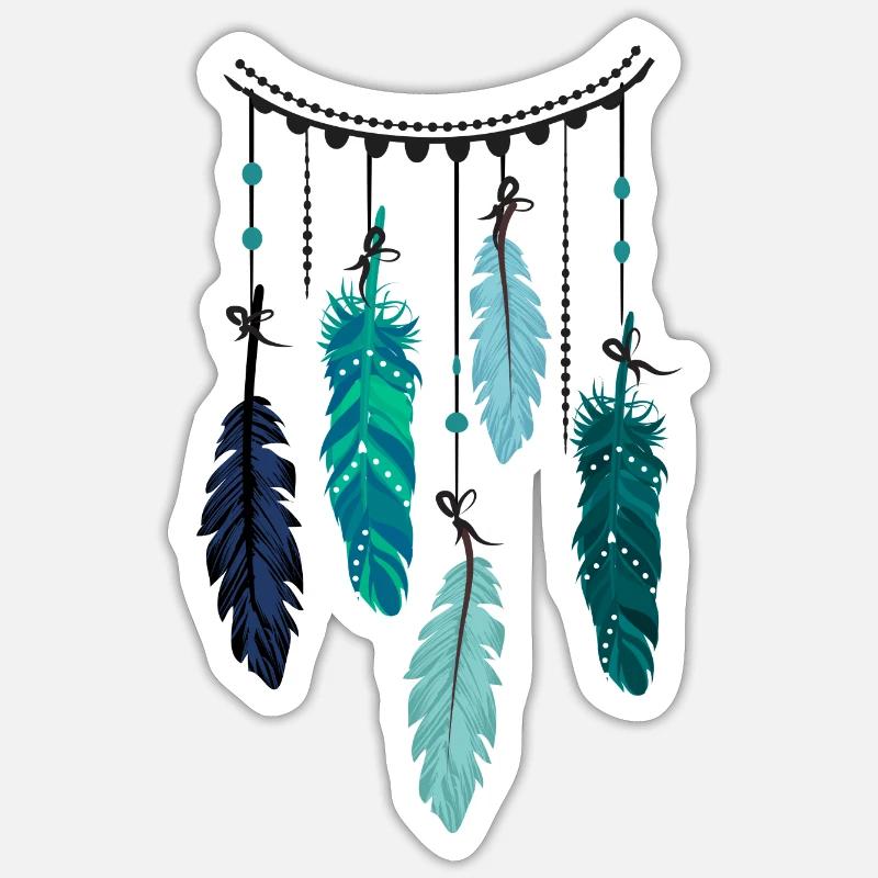 Plumes de Boho - Sticker taille S (10 x 10 cm) - blanc mat