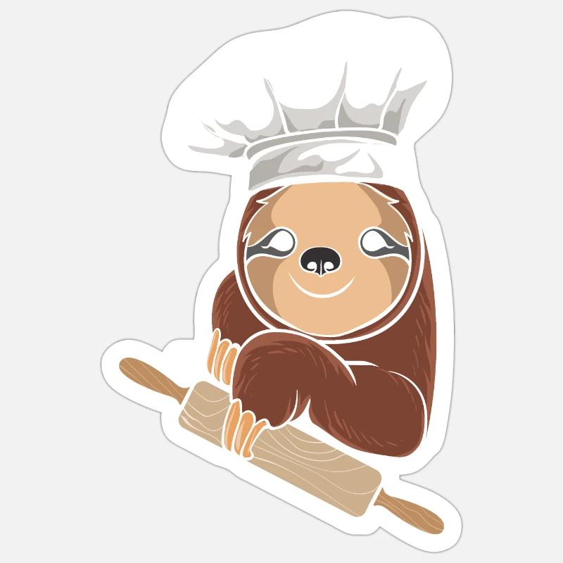 Sloth Baker - Baking Sticker size S (10 x 10 cm)