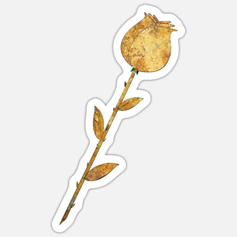 Fleur rose dorée - Sticker taille S (10 x 10 cm) - blanc mat