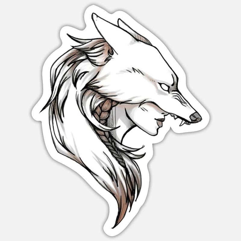 wolf - Sticker Größe S (10 x 10 cm) - Mattweiß