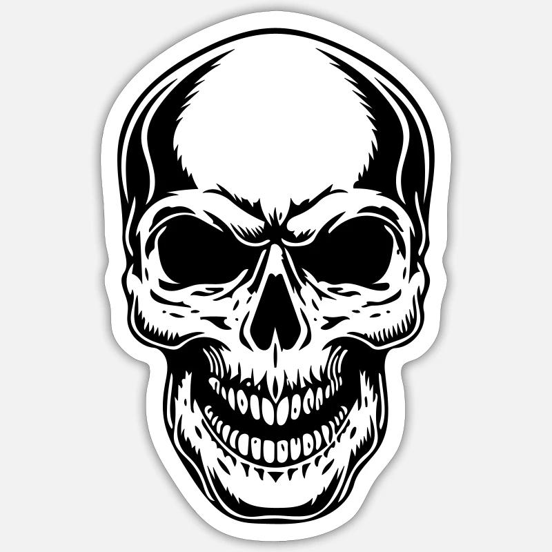 Schädel - Sticker Größe S (10 x 10 cm) - Mattweiß