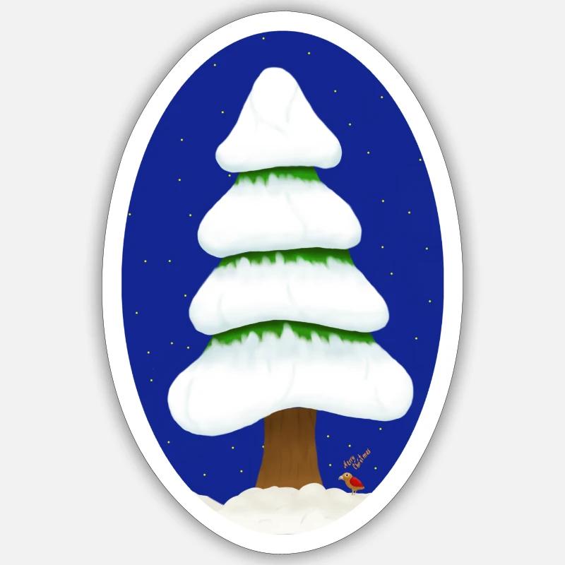 NoëlArbre2 - Sticker taille S (10 x 10 cm) - blanc mat