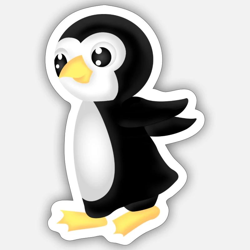 rennender pingu - Sticker Größe S (10 x 10 cm) - Mattweiß