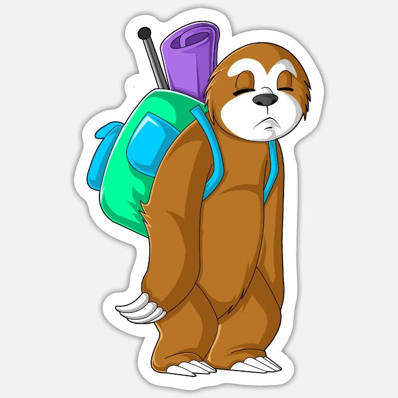 camping sloth - Sticker taille S (10 x 10 cm) - blanc mat