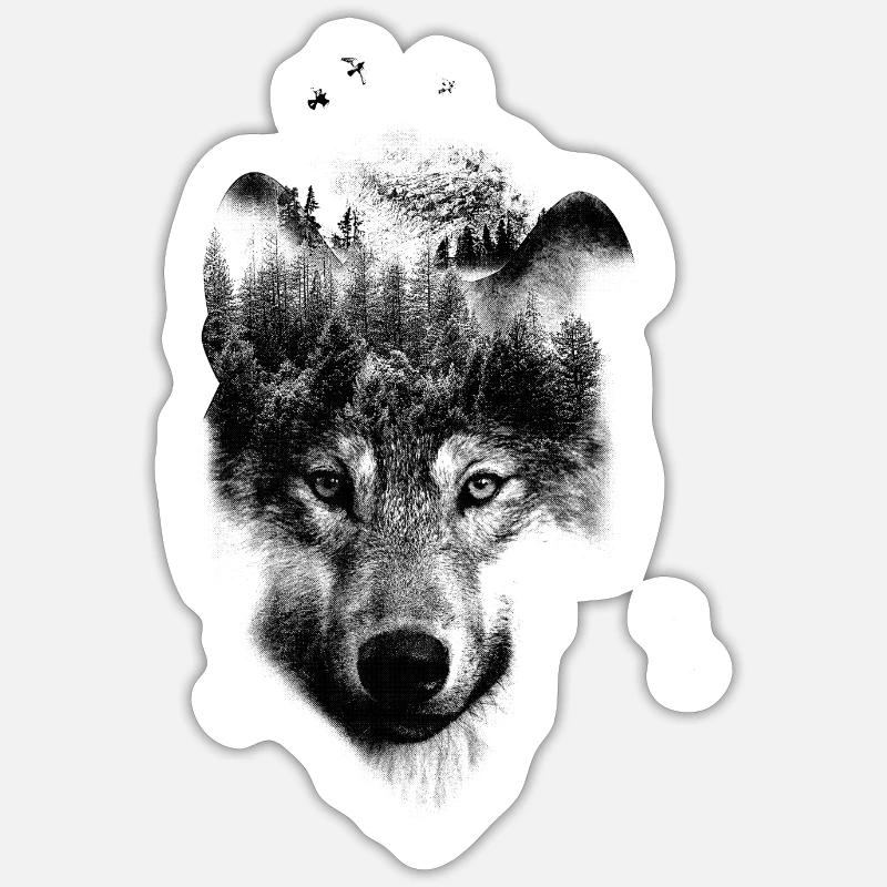 WOLF - Sticker taille S (10 x 10 cm) - blanc mat