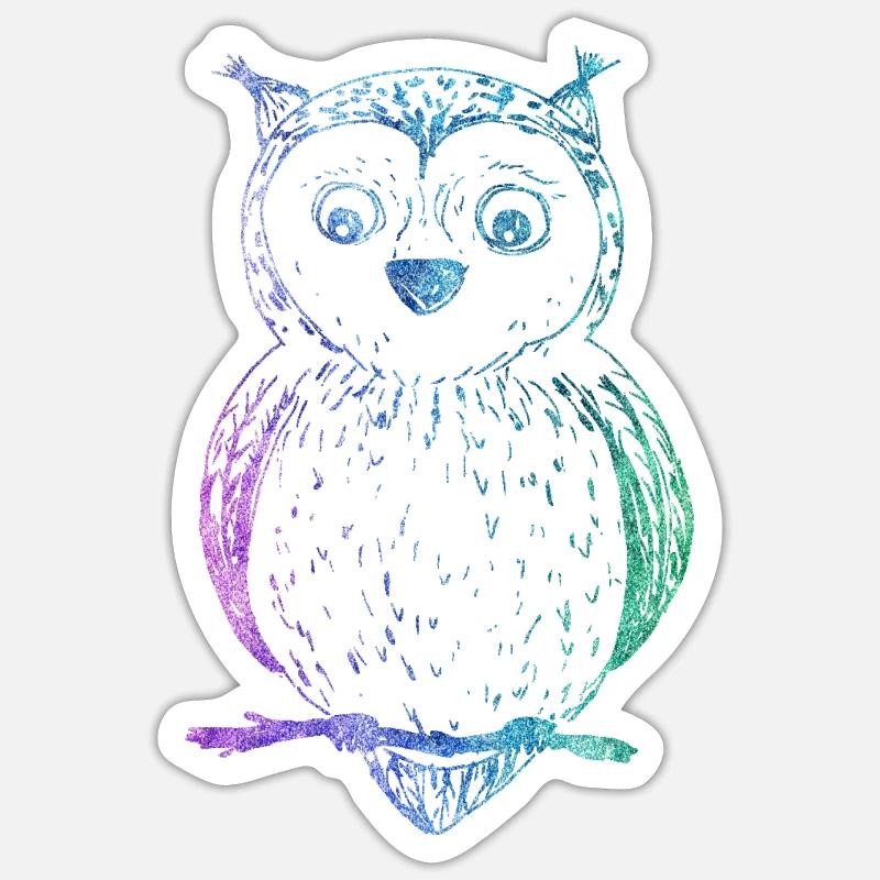 Eule - Sticker Größe S (10 x 10 cm) - Mattweiß