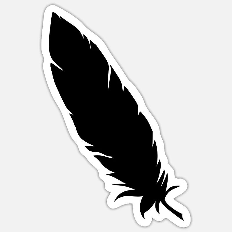 Feather simple black - Sticker size S (10 x 10 cm) - white matte
