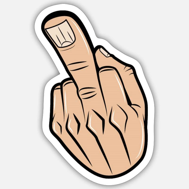 Mittelfinger - Sticker Größe S (10 x 10 cm) - Mattweiß