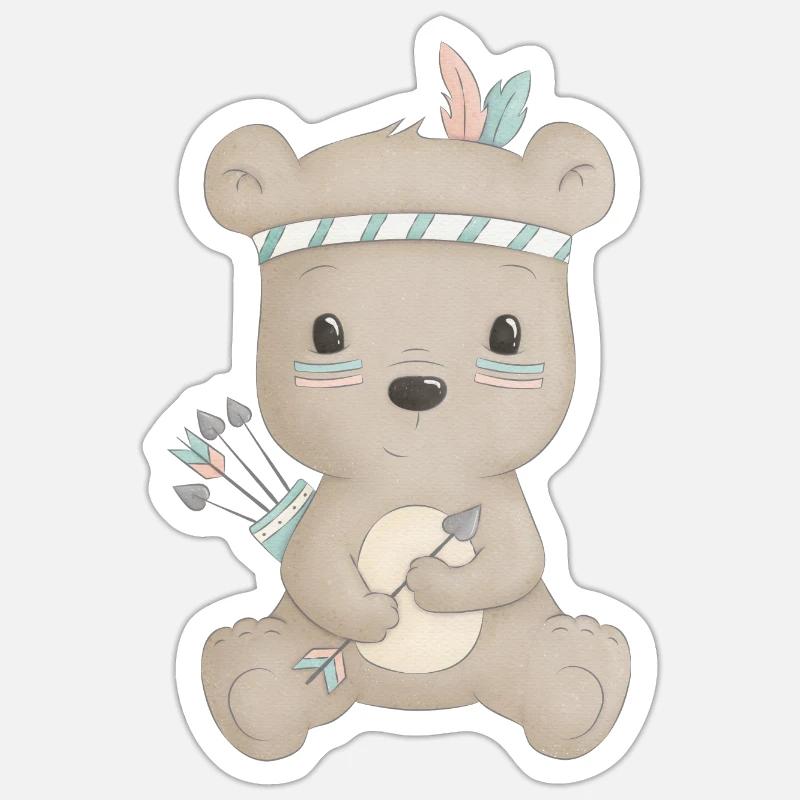 cute bear boho - Sticker size S (10 x 10 cm) - white matte