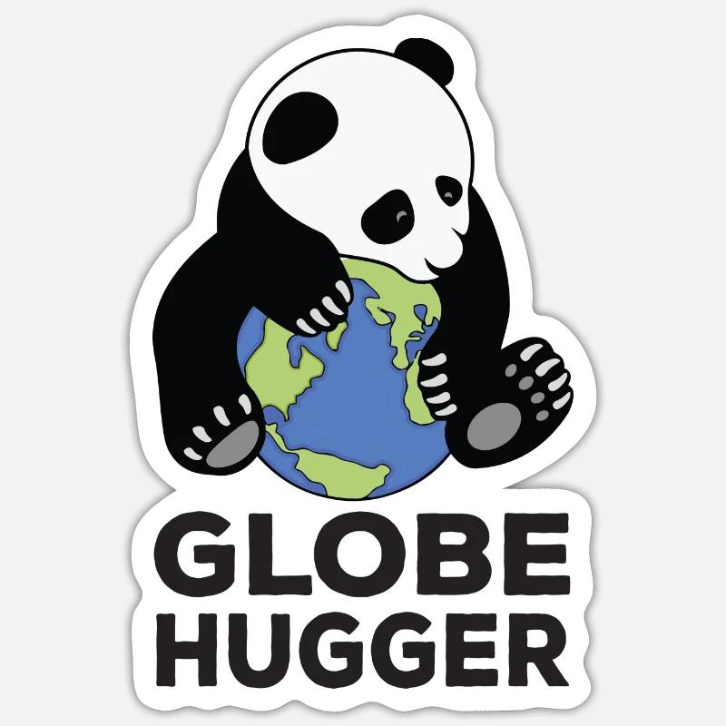 Globe Hugger Panda Hugging Planet Earth Save Nature Sticker taille S (10 x 10 cm)