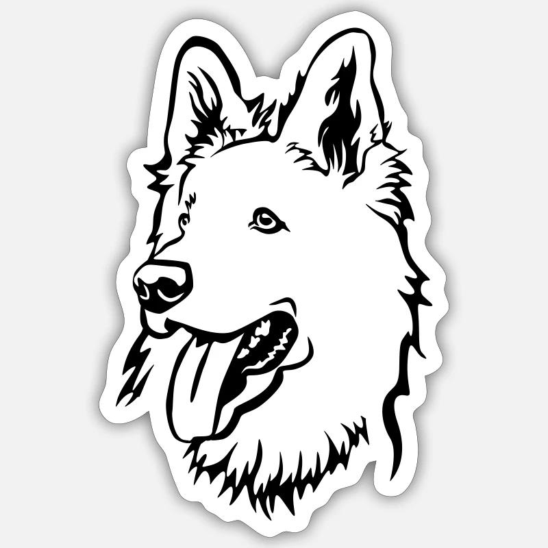 Swiss Shepherd Head - Sticker size S (10 x 10 cm) - white matte
