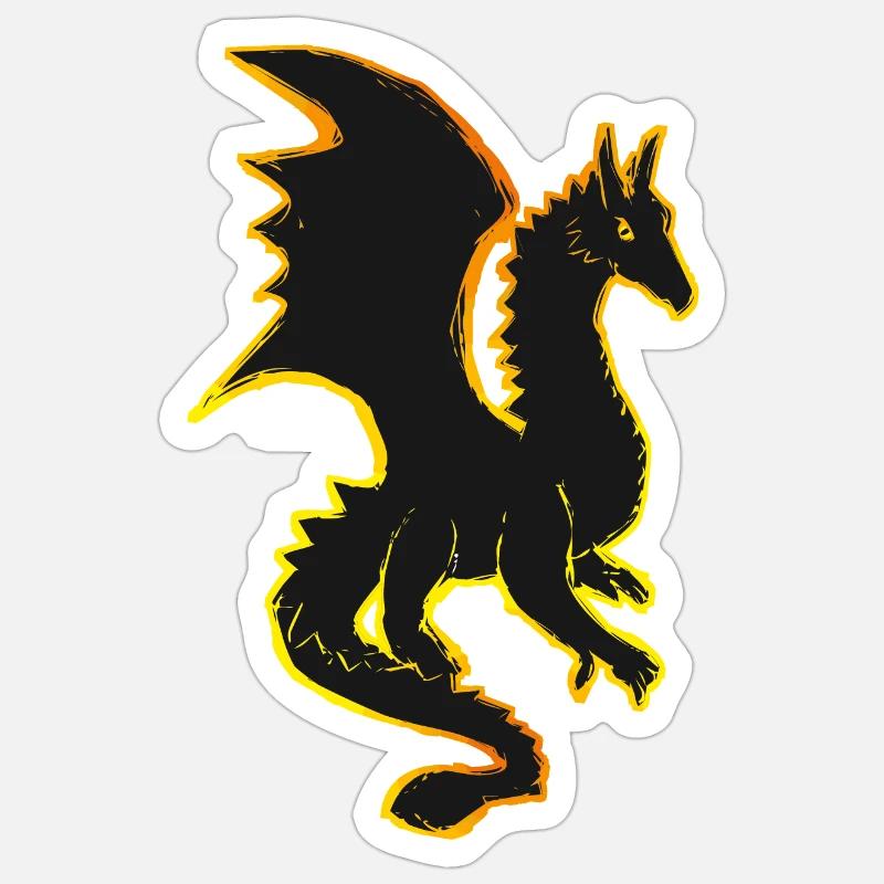 Dragons, Dragons, dragon, draco, Feu, fire - Sticker taille S (10 x 10 cm) - blanc mat
