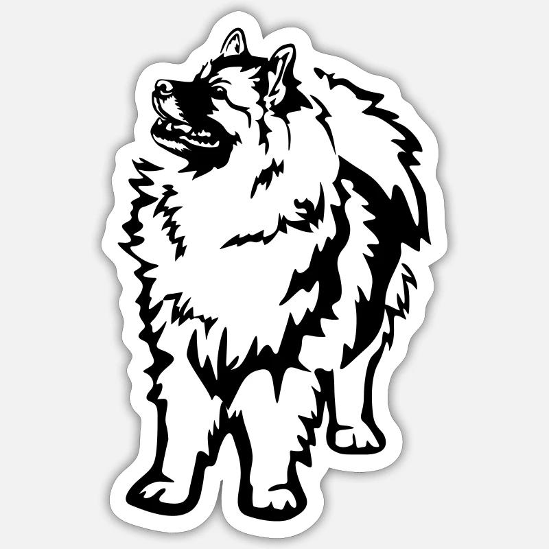 Keeshond - Sticker taille S (10 x 10 cm) - blanc mat