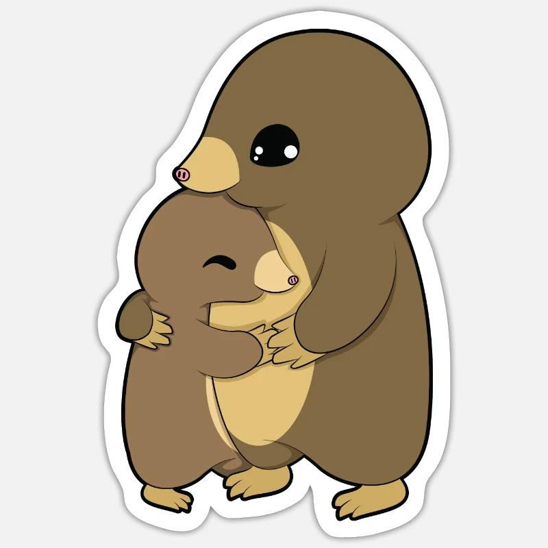 Mole Hugging - Sticker size S (10 x 10 cm) - white matte