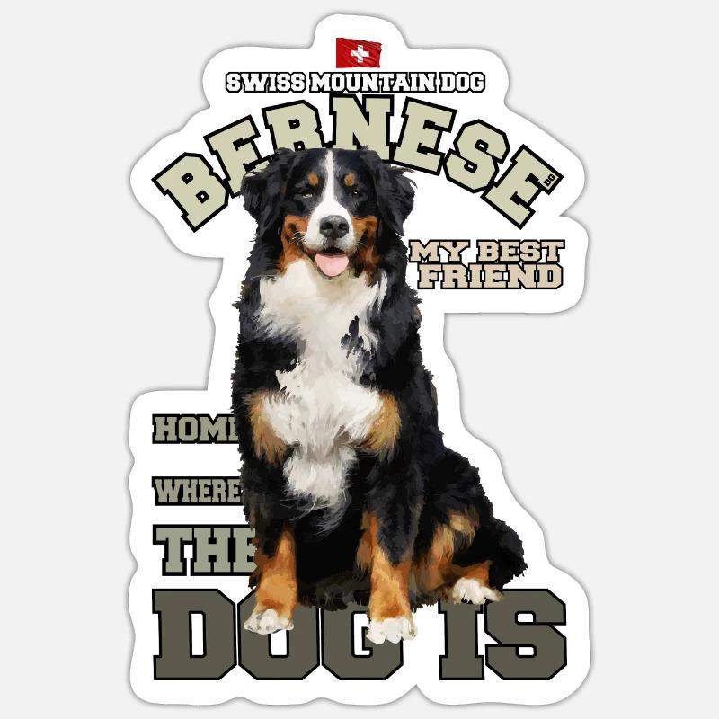 Berner Sennenhund - Schweizer Sennenhund - Sticker Größe S (10 x 10 cm) - Mattweiß